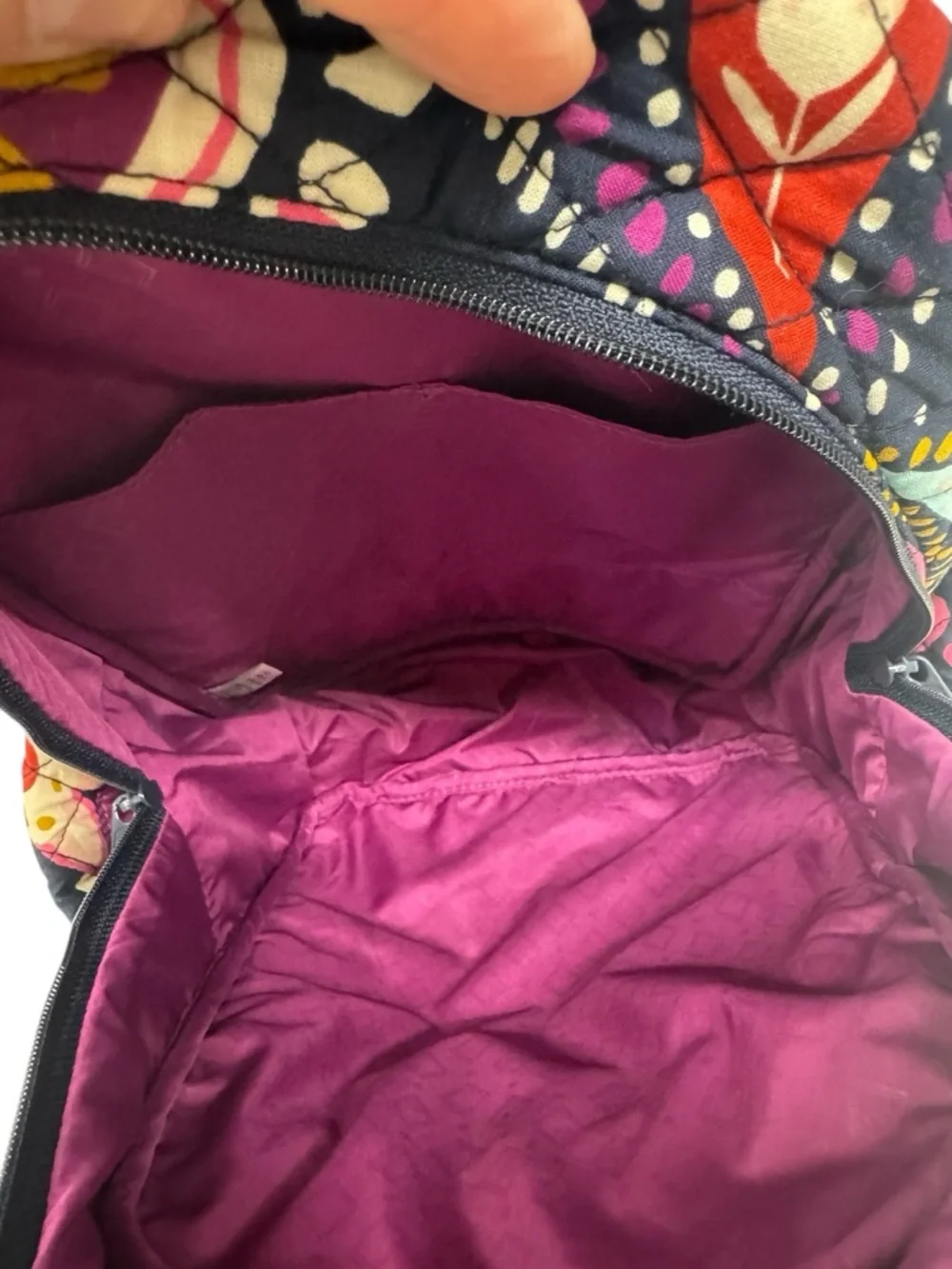 Vera Bradley Quilted Navy Pink Red Painted Paisley Backpack 14